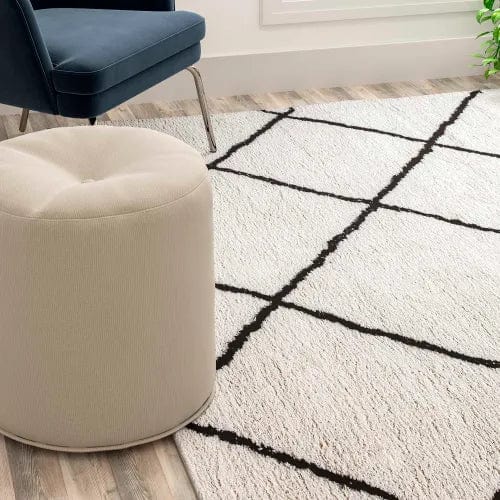 Centerline Dynamics Rugs Shag Style Diamond Trellis Area Rug - 8' x 10' - Ivory