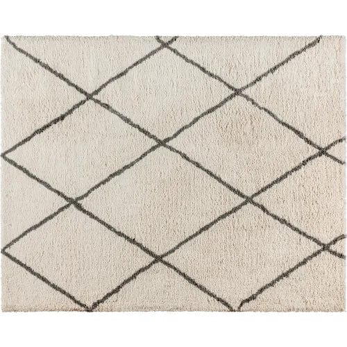 Centerline Dynamics Rugs Shag Style Diamond Trellis Area Rug, 8' x 10', Ivory/Gray Polyester