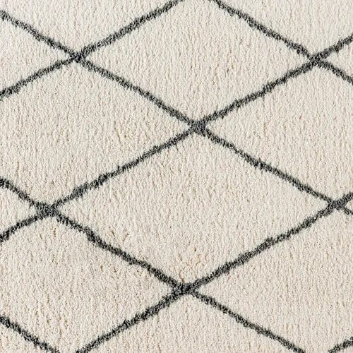 Centerline Dynamics Rugs Shag Style Diamond Trellis Area Rug, 8' x 10', Ivory/Gray Polyester