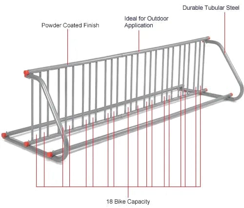 Centerline Dynamics Safety Railings Double-Sided Grid Bike Rack, 18-Bike Capacity, Powder Coated Steel