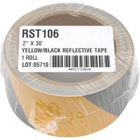 Centerline Dynamics Safety Tape Safety Tape Reflective Striped Yellow/Black, 2"W x 30'L, 1 Roll