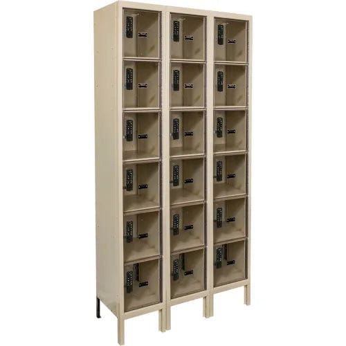 Centerline Dynamics Safety-View Electronic Access Lockers Assembled Hallowell DigiTech 6-Tier 18 Door Safety-View Plus Locker, 36"W x 15"D x 78"H