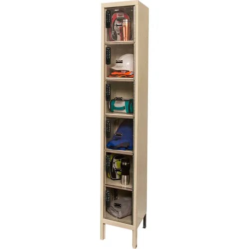 Centerline Dynamics Safety-View Electronic Access Lockers Hallowell DigiTech 6-Tier 6 Door Safety-View Plus Locker, 12"W x 12"D x 78"H