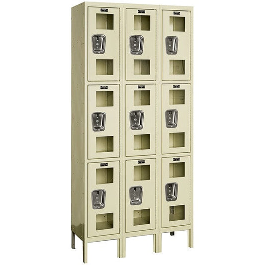 Centerline Dynamics Safety-View Lockers Hallowell Safety-View Locker, 36"W x 15"D x 78"H, 729 Tan, Triple Tier, 3-Wide