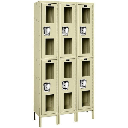 Centerline Dynamics Safety-View Lockers Hallowell Safety-View Locker, 36"W x 15"D x 78"H Tan, Double Tier, 3-Wide