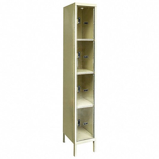 Centerline Dynamics Safety-View Lockers Hallowell Safety-View Plus Locker, 12"W x 15"D x 78"H, 729 Tan, Four Tier, 1-Wide