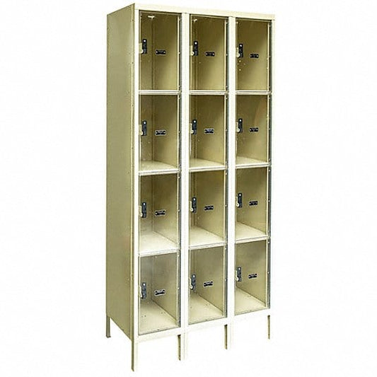 Centerline Dynamics Safety-View Lockers Hallowell Safety-View Plus Locker, 36"W x 15"D x 78"H, 729 Tan, Four Tier, 3-Wide