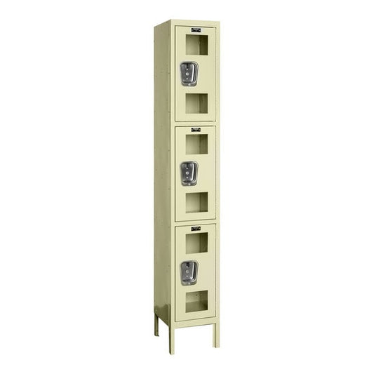 Centerline Dynamics Safety-View Lockers Hallowell Safety-View Wardrobe Locker Single 3-Tier 12" x 15" x 78" Tan