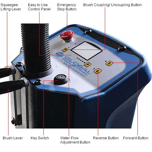 Centerline Dynamics Scrubbers & Floor Machines Global Industrial™ Auto Ride-On Floor Scrubber, 34" Cleaning Path