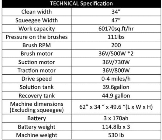 Centerline Dynamics Scrubbers & Floor Machines Global Industrial™ Auto Ride-On Floor Scrubber, 34" Cleaning Path