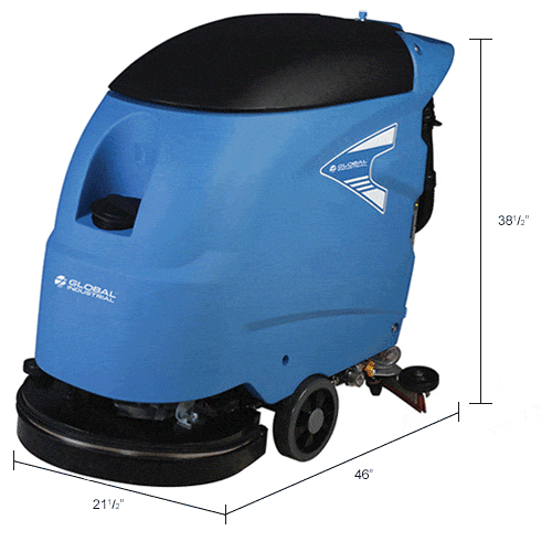 Centerline Dynamics Scrubbers & Floor Machines Global Industrial™ Electric Walk-Behind Auto Floor Scrubber, 18" Cleaning Path