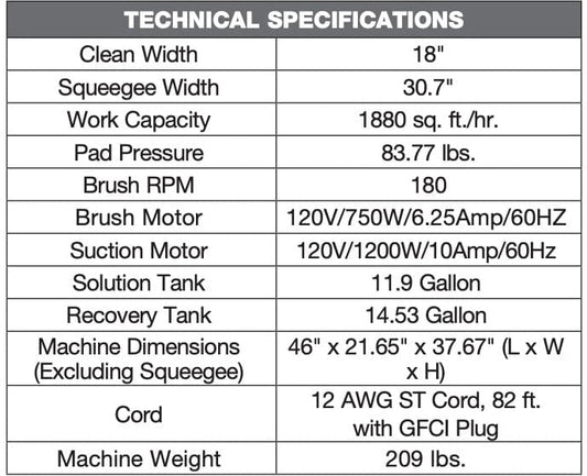 Centerline Dynamics Scrubbers & Floor Machines Global Industrial™ Electric Walk-Behind Auto Floor Scrubber, 18" Cleaning Path