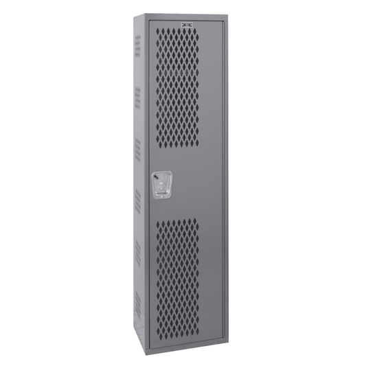 Centerline Dynamics Single Point Lockers Hallowell Welded Single-Point Ventilated Locker, 12"W x 18"D x 72"H, 725 Dark Gray, Single Tier, 1-Wide, All-Welded