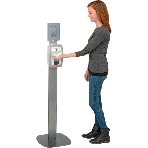 Centerline Dynamics Soap & Sanitizer Dispensers Global Industrial™ No Touch Floor Stand for Global Hand Soap/Sanitizer Dispensers - Silver