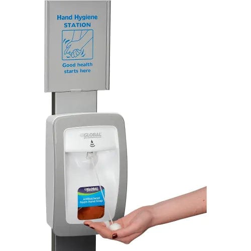 Centerline Dynamics Soap & Sanitizer Dispensers Global Industrial™ No Touch Floor Stand for Global Hand Soap/Sanitizer Dispensers - Silver