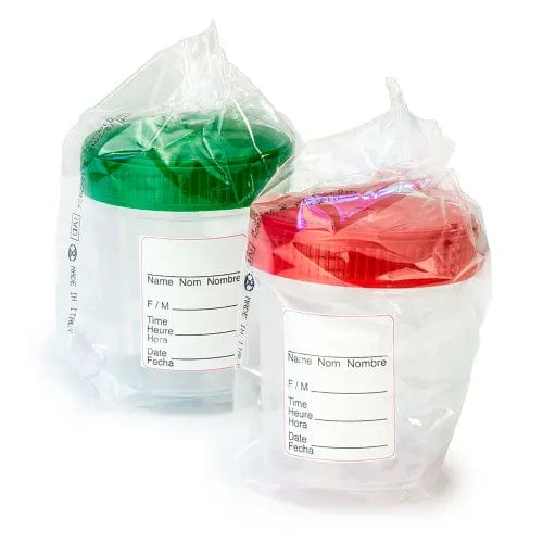 Centerline Dynamics Specimen Bags & Containers Graduated Specimen Container 4 oz., Cleanroom ISO8 Sterile, Green Screwcap, ID Label, 250/Pack