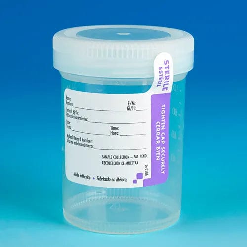 Centerline Dynamics Specimen Bags & Containers Graduated Tite-Rite Container, 120mL (4 oz.), Sterile, Natural Screw Cap, ID Label, Tab Seal, 300pk