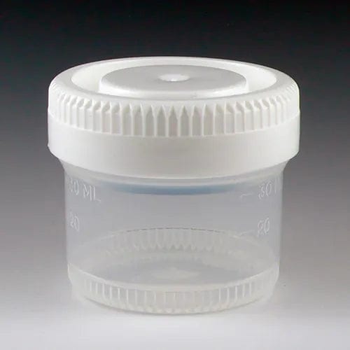 Centerline Dynamics Specimen Bags & Containers Graduated Tite-Rite Container, 40mL (1.34 oz.), Polypropylene, 48mm Opening, White Screwcap, 600pk