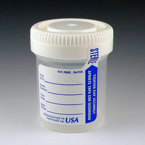 Centerline Dynamics Specimen Bags & Containers Graduated Tite-Rite Container, 60mL (2 oz.), Sterile, Screw Cap, ID Label & Tab Seal, 500/Pack