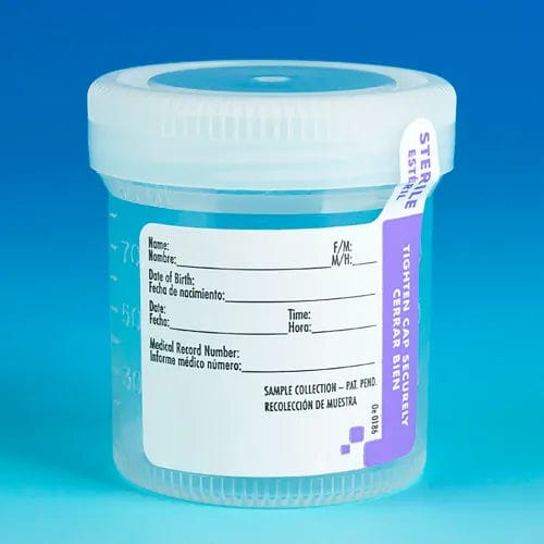 Centerline Dynamics Specimen Bags & Containers Graduated Tite-Rite Container, 90mL (3 oz.), Sterile, Screw Cap, ID Label with Tab Seal, 300/Pack