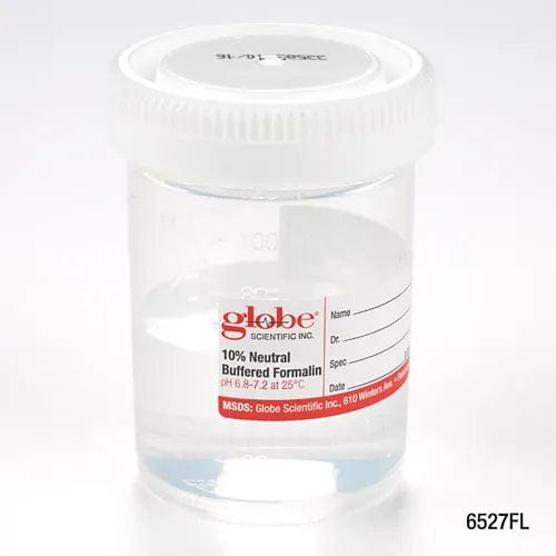 Centerline Dynamics Specimen Bags & Containers Pre-Filled Container, 120mL (4 oz.), Click Close Lid, Attached Hazard Label, 96/Pack