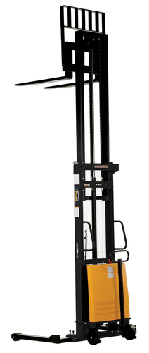 Centerline Dynamics Stackers Vestil Steel Adjustable Stacker with Powered Lift 137 In. Raised Height 2,000 Lb. Capacity
