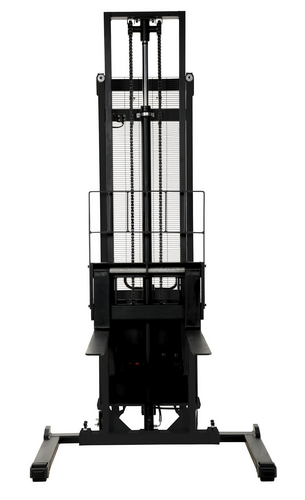 Centerline Dynamics Stackers Vestil Steel Adjustable Stacker with Powered Lift 150 In. Raised Height 2,000 Lb. Capacity