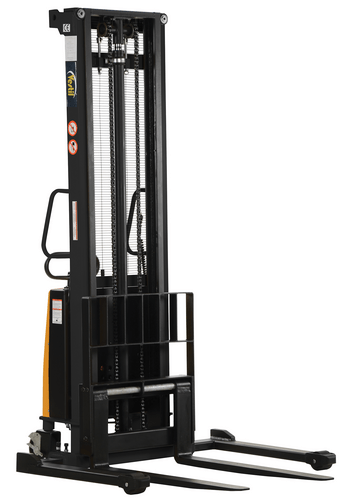 Centerline Dynamics Stackers Vestil Steel Adjustable Stacker with Powered Lift 150 In. Raised Height 2,000 Lb. Capacity