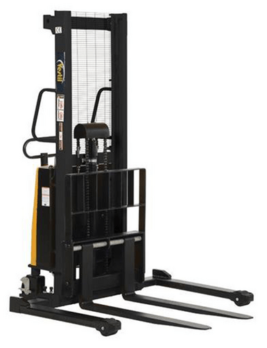 Centerline Dynamics Stackers Vestil Steel Adjustable Stacker with Powered Lift 63 In. Raised Height 3,000 Lb. Capacity