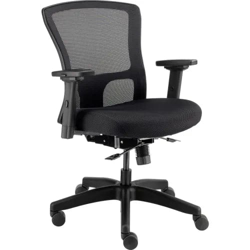 Centerline Dynamics Task & Desk Chairs 24 Hour Mesh Back Chair w/ Mid Back & Adjustable Arms, Fabric, Black