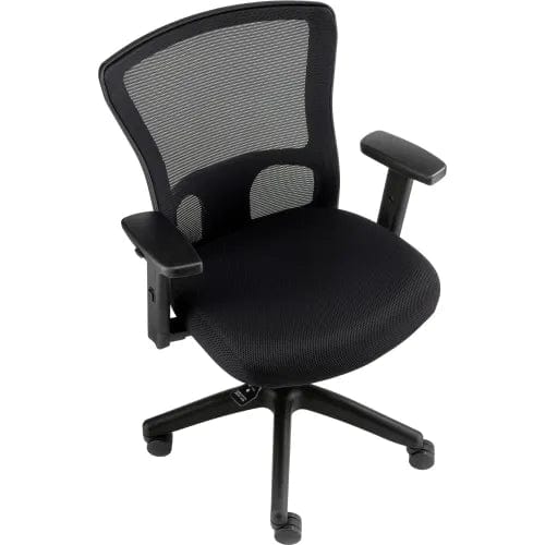 Centerline Dynamics Task & Desk Chairs 24 Hour Mesh Back Chair w/ Mid Back & Adjustable Arms, Fabric, Black