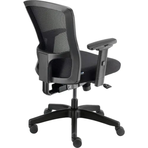 Centerline Dynamics Task & Desk Chairs 24 Hour Mesh Back Chair w/ Mid Back & Adjustable Arms, Fabric, Black