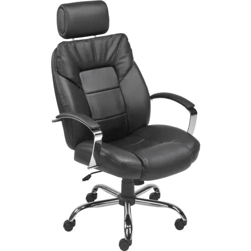 Centerline Dynamics Task & Desk Chairs Big & Tall Chair With High Back & Fixed Arms, Bonded Leather, Black