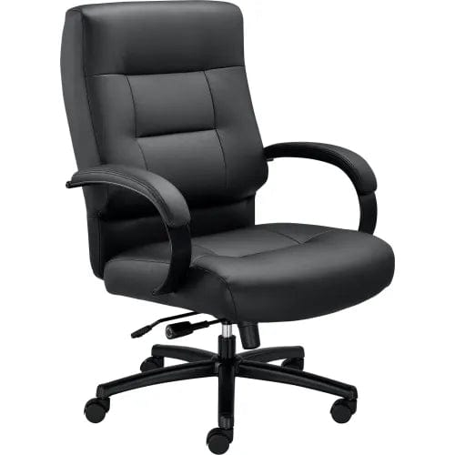 Centerline Dynamics Task & Desk Chairs Big & Tall Executive Chair With High Back & Fixed Arms, Bonded Leather, Black