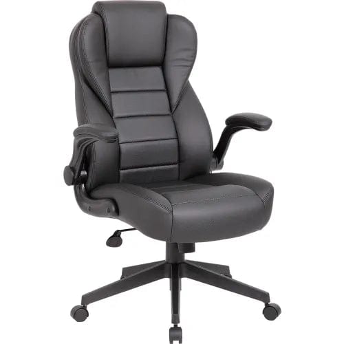 Centerline Dynamics Task & Desk Chairs Executive High Back Leatherplus Flip Arm Chair