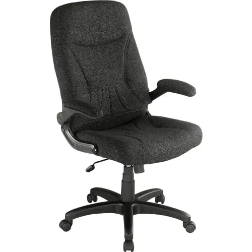 Executive Office Chair With High Back & Fixed Arms, Fabric, Black ...