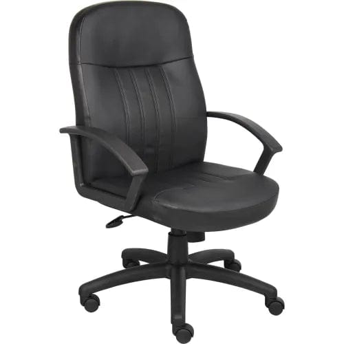 Centerline Dynamics Task & Desk Chairs Executive Office Chair With High Back & Fixed Arms, Synthetic Leather, Black