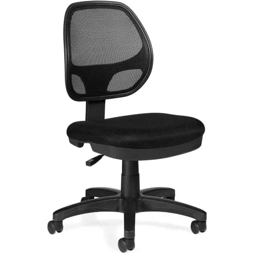 Centerline Dynamics Task & Desk Chairs Mesh Back Armless Task Chair - Fabric - Black