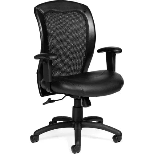 Mesh Back Ergonomic Chair - Luxhide- Black– Centerline Dynamics