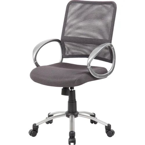 Centerline Dynamics Task & Desk Chairs Mesh Back Office Chair with Arms - Fabric - Mid Back - Charcoal