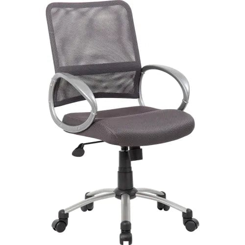 Centerline Dynamics Task & Desk Chairs Mesh Back Office Chair with Arms - Fabric - Mid Back - Charcoal