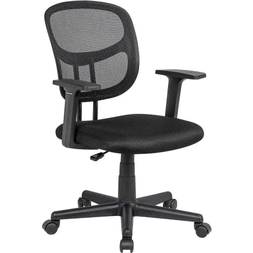 Mesh Back Office Chair with Lumbar Support, Fabric Seat, Black ...