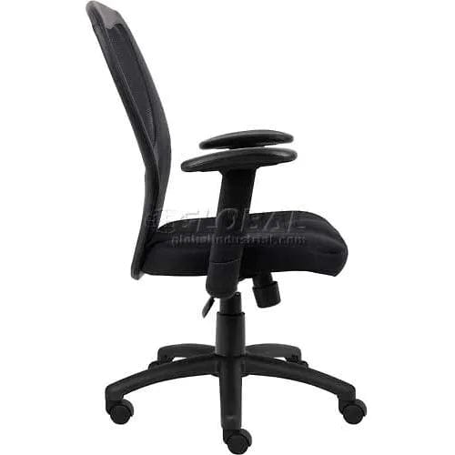 Centerline Dynamics Task & Desk Chairs Mesh Office Chair With 25"H High Back & Adjustable Arms, Fabric, Black