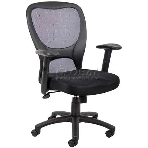 Centerline Dynamics Task & Desk Chairs Mesh Office Chair With 25"H High Back & Adjustable Arms, Fabric, Black