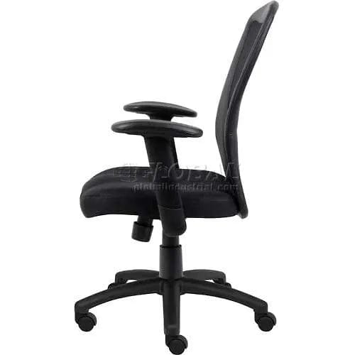 Centerline Dynamics Task & Desk Chairs Mesh Office Chair With 25"H High Back & Adjustable Arms, Fabric, Black