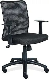 Mesh Office Chair with Adjustable Arms & Mid Back, Fabric, Black ...