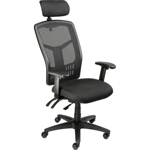 Centerline Dynamics Task & Desk Chairs Mesh Office Chair with Headrest, High Back & Adjustable Arms, Fabric, Black