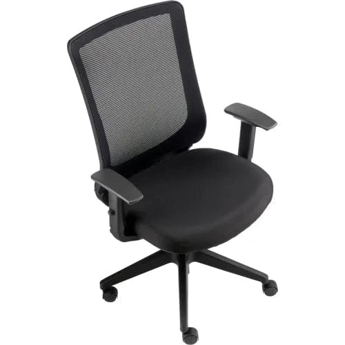 Centerline Dynamics Task & Desk Chairs Mesh Office Chair With Mid Back & Adjustable Arms, Fabric, Black