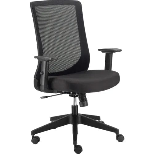 Centerline Dynamics Task & Desk Chairs Mesh Office Chair With Mid Back & Adjustable Arms, Fabric, Black