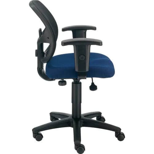 Centerline Dynamics Task & Desk Chairs Mesh Office Chair With Mid Back & Adjustable Arms, Fabric, Blue